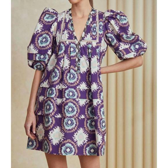 NEW HUNTER BELL jenkins dress in london rain purple - Picture 2 of 4